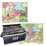 Livros de colorir adulto Bobbie Goods kit com canetinha 204 cores